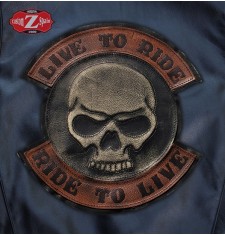 VINTAGE patch personnalisé, LIVE TO RIDE Skull Brun