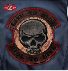 VINTAGE patch personnalisé, LIVE TO RIDE Skull Brun