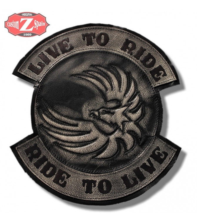 VINTAGE patch personnalisé, LIVE TO RIDE Skull Brun