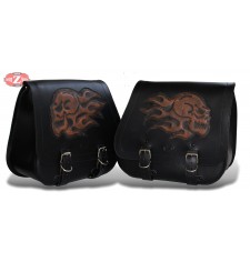 Saddlebags for Sportster. Hollow cushion. mod, SCIPION. Skull flames. SPECIFIC