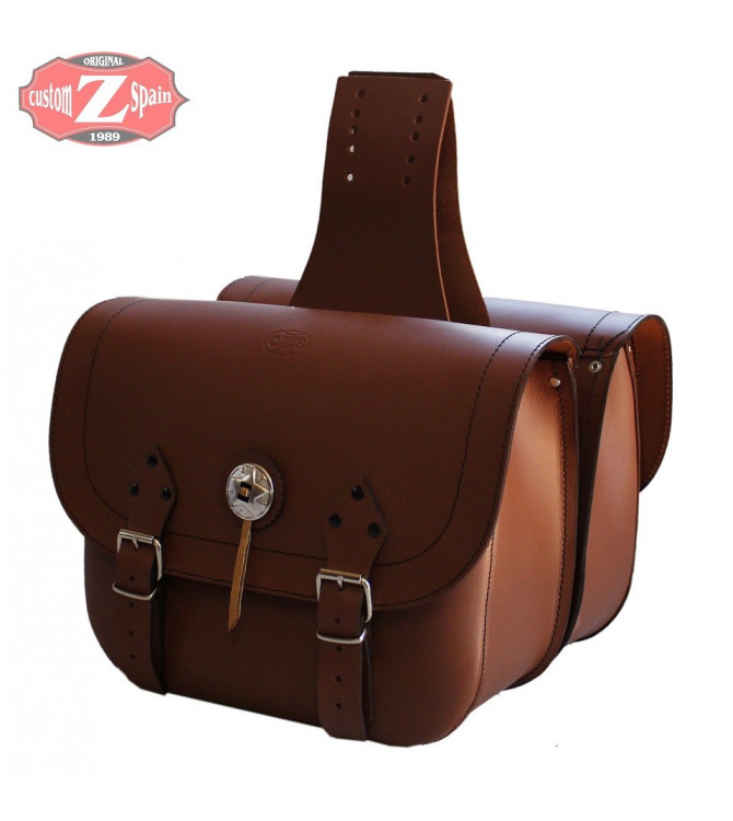 Leather saddlebags - RIFLE Classic, light brown