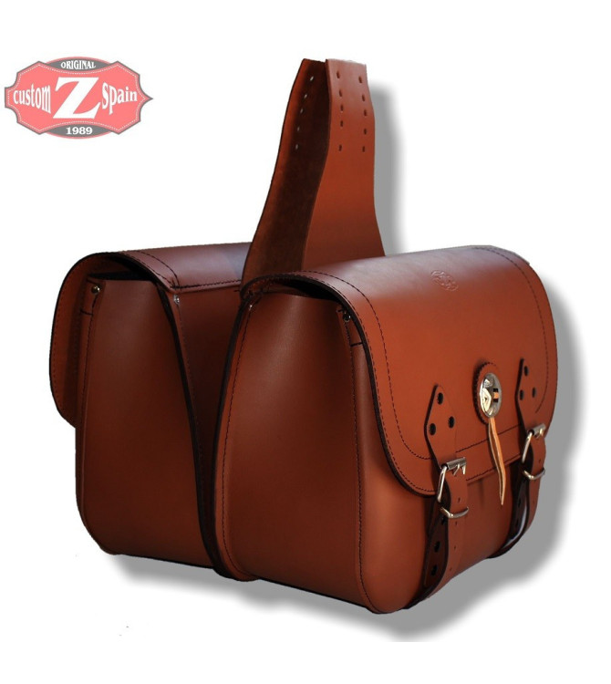 Leather saddlebags - RIFLE Classic, light brown