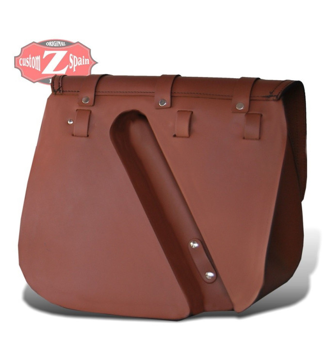 Alforja Derecha Sportster hueco amortiguador TRAJANO Básica Color Marron Claro Especifica.