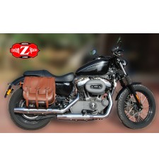 Right saddlebag - Sportster - hollow cushion - TRAJANO Basic - Color Brown - Specifies course.