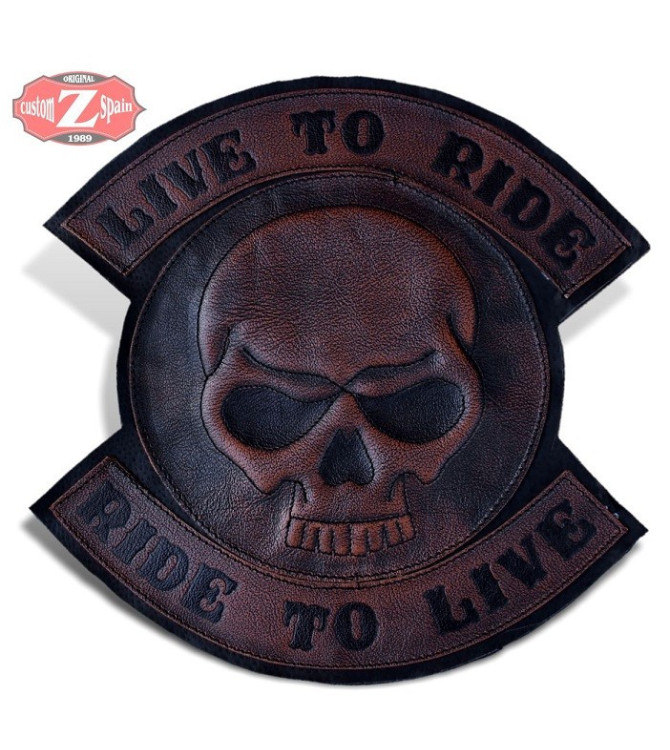 Parche VINTAGE - Skull (live to ride) Rojo - espaldéra - roker