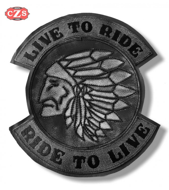 Retour patch - Vintage - chef indien - Live to Ride - Brun