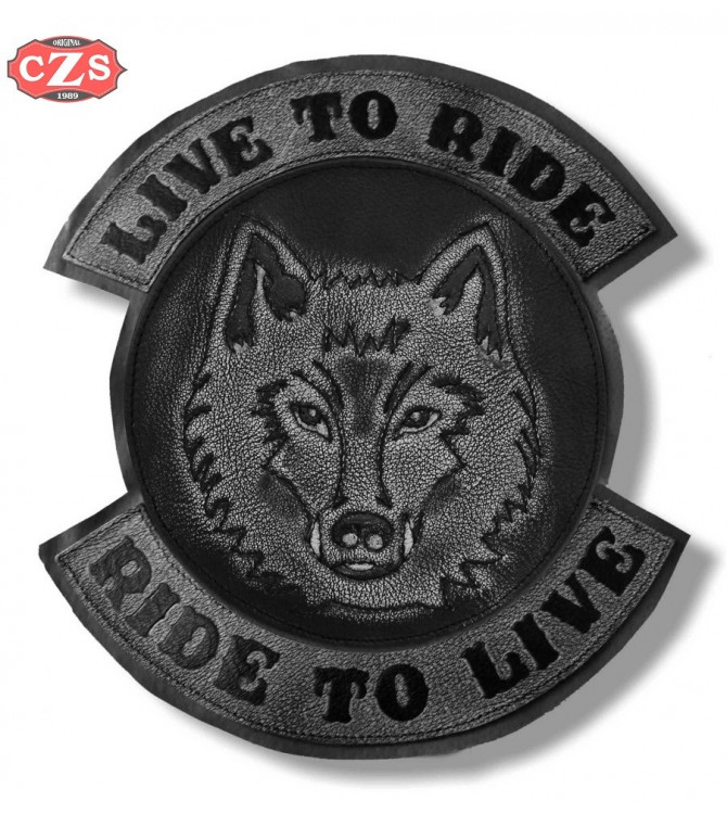 Patch Back - Vintage - Wolf - Live to Ride - Gray