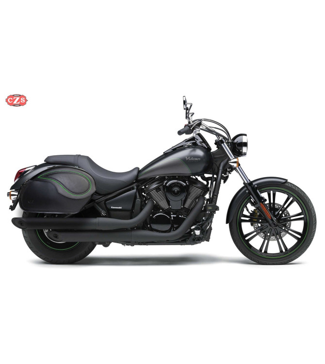 Sacoches - Vulcan vn900 Custom - mod, VENDETTA Basic Profil Vert- rigide - spécifiques