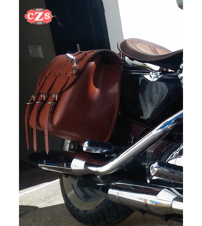 Alforja Sportster con hueco amortiguador - TRAJANO - Marron Cuero - Especifica - Derecha