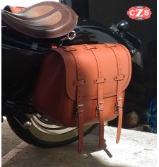 Left saddlebag - Sportster - hollow cushion - TRAJANO Basic - Color Brown - Specifies course.