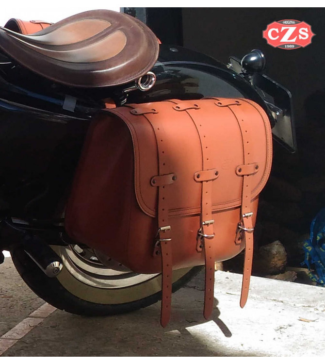 Left saddlebag - Sportster - hollow cushion - TRAJANO Basic - Color Brown - Specifies course.