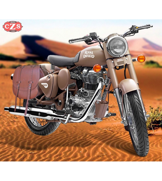 Alforja - Royal Enfield Desert Storm  - mod, BANDO Royal Derecha - Específica - Marrón Cuero.