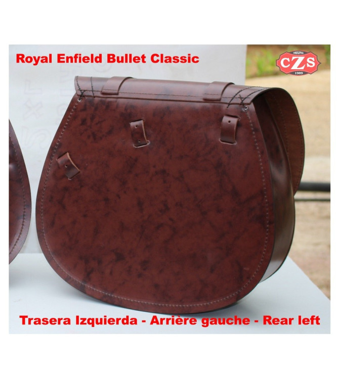 Left saddlebag Royal Enfield Bullet Classic mod, BANDO Basic Specific - brown