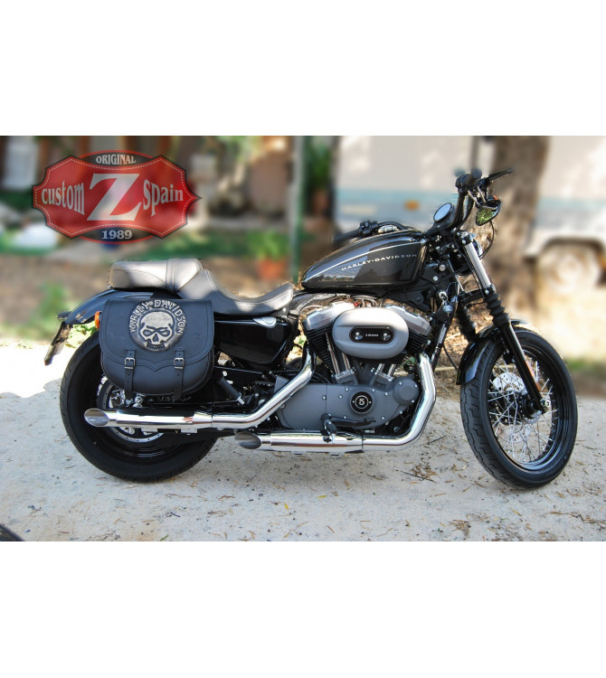 Alforja para Sportster Harley Davidson mod, SPARTA - Willie HD- Especifica - Hueco amortiguador DERECHO