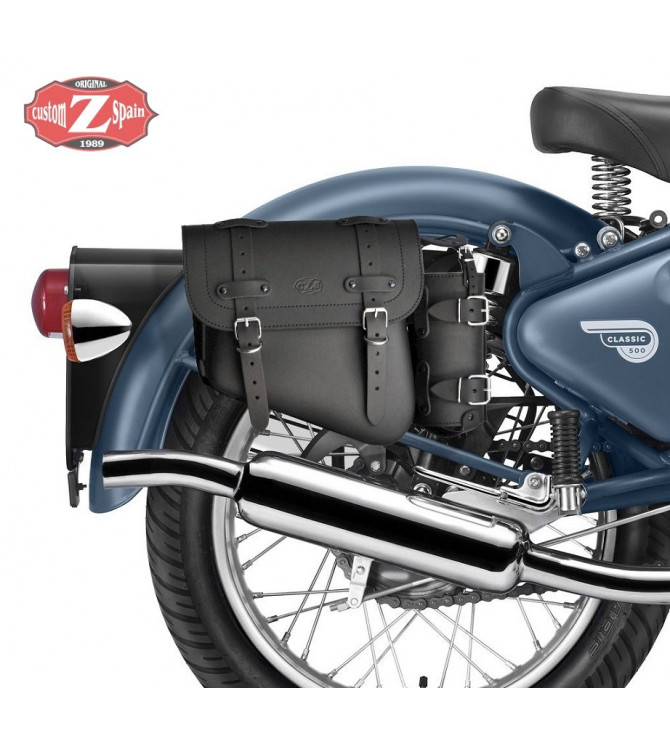 Alforja de Basculante DERECHA para Royal Enfield Bullet Classic 350/500 mod, HERCULES Básica - Portabotellas - Específica