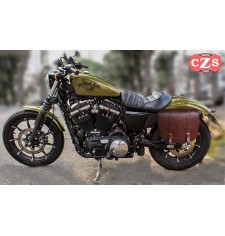 LEFT Saddlebag Sportster Harley Davidson mod, BANDO Basic Specific - Brown - Hollowware damper -