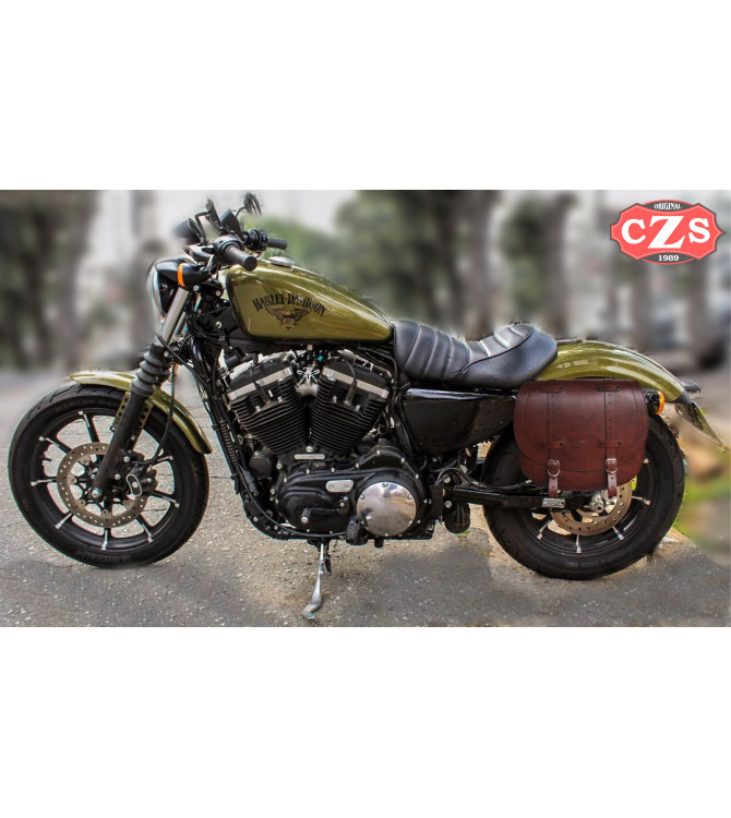 LEFT Saddlebag Sportster Harley Davidson mod, BANDO Basic Specific - Brown - Hollowware damper -