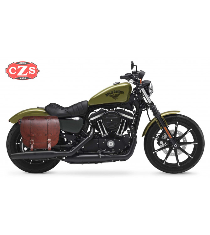 Alforja DERECHA para Sportster Harley Davidson mod, BANDO Básica Específica - Marrón - Hueco Amortiguador -