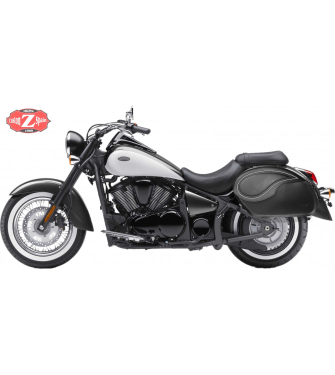 Sacoches Rigides pour Kawasaki Vulcan 900 mod, VENDETTA - Basique - Spécifique - Blancs -