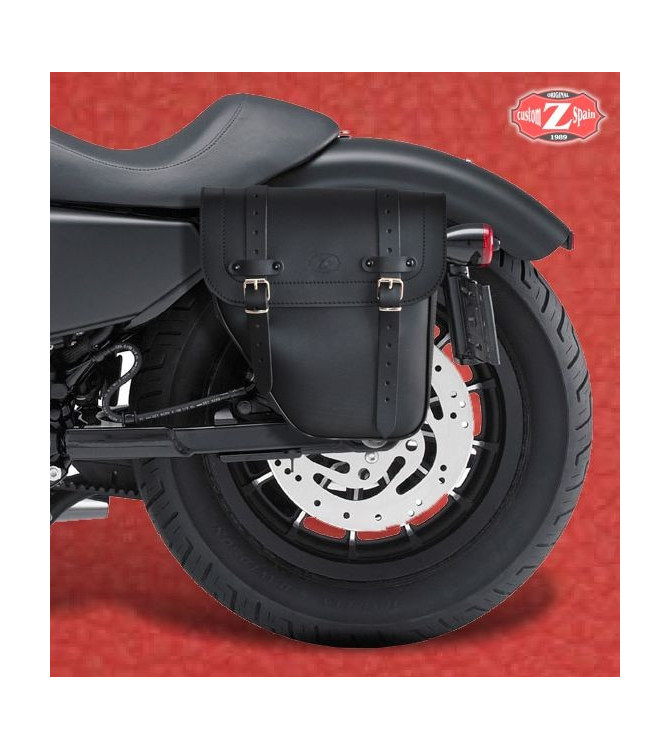 Alforja para Sportster Harley Davidson mod, CENTURION Específica - Negro/Blanco - Hueco Amortiguador - IZQUIERDA