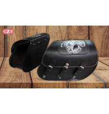 Alforjas Rígidas para Dyna Harley Davidson mod, SUPER STAR - Hueco Amortiguador - Cabeza de Águila HD - Específica