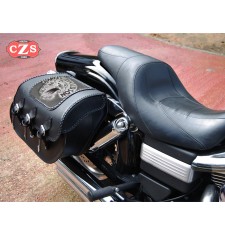 Rigid Saddlebags for Dyna Harley Davidson mod, SUPER STAR - Hollowware damper - Eagle Head HD - Specific