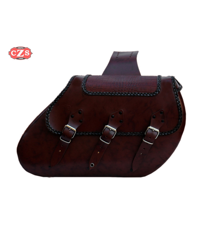 Saddlebags mod, IKARO Braided - Croco -  UNIVERSAL - Brown -
