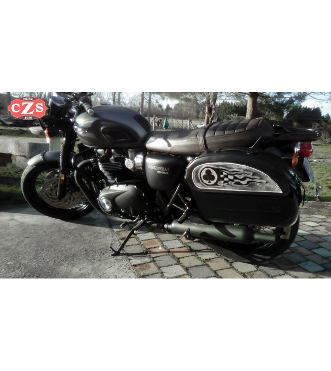 Sacoches Rigides pour Tryumph Bonneville T100/T120 mod, SAHARA Clover - Spécifique 