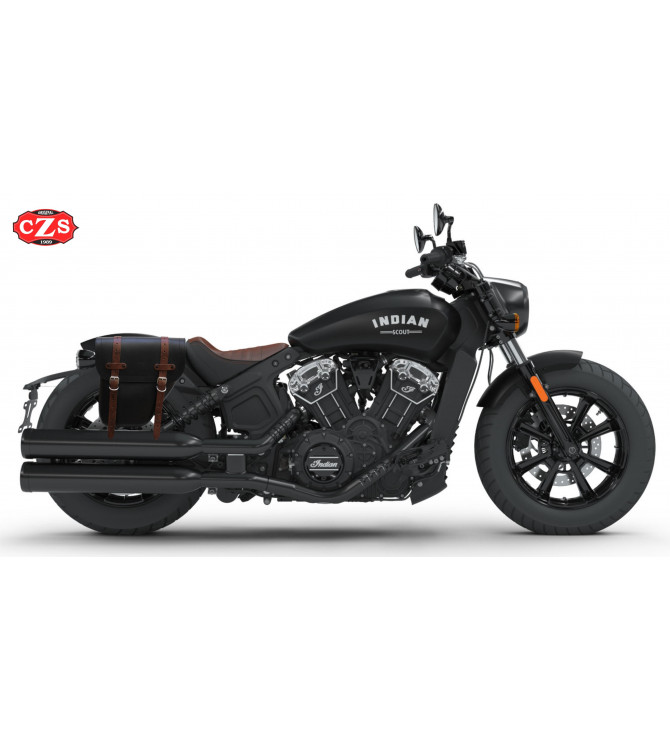 Sacoche pour Indian Scout Bobber 2018 mod, CENTURION Spécifique - Noir/Brun - Droite