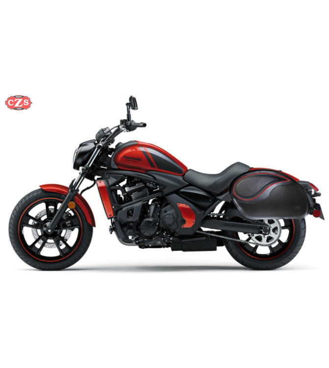 Sacoches Rigides pour Kawasaki Vulcan 900 mod, VENDETTA - Basique - Spécifique - Rouge -